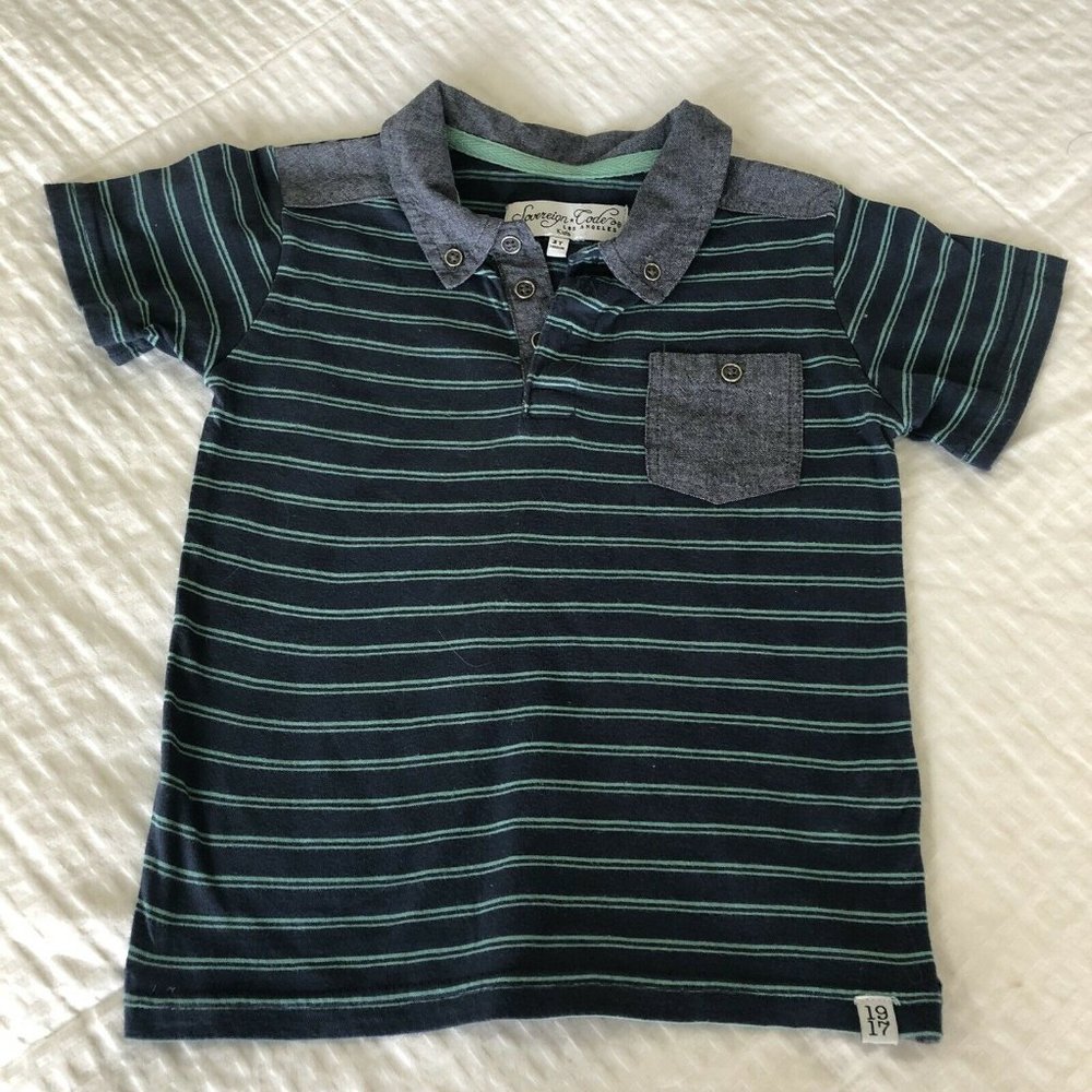 Sovereign Code Boys Blue Striped Polo SS — 3T